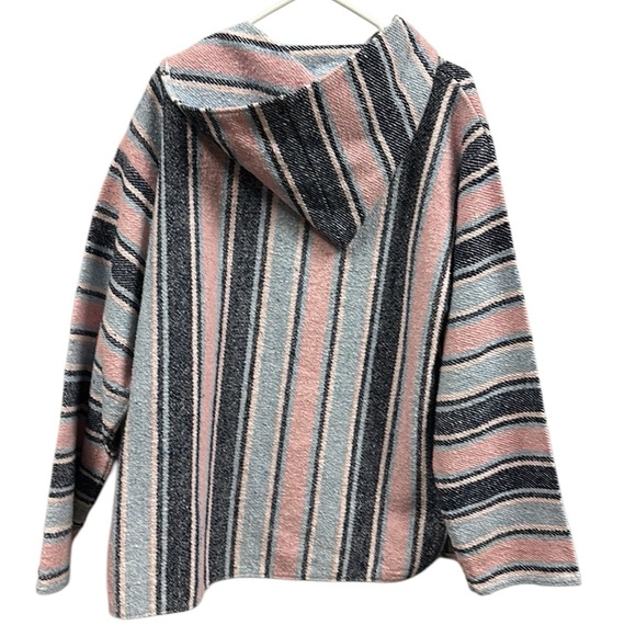 Molina Pink Blue Striped Hoodie Poncho Pullover Sweatshirt Jacket Womens XL - Picture 5 of 8